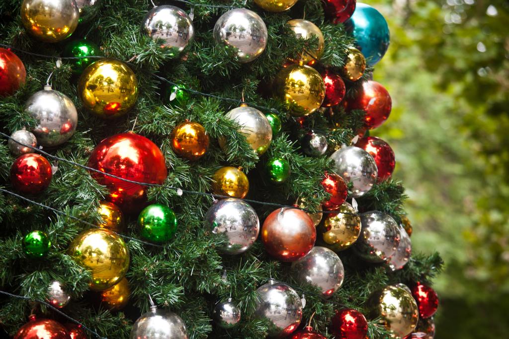 Christmas decorations on a beautiful tree