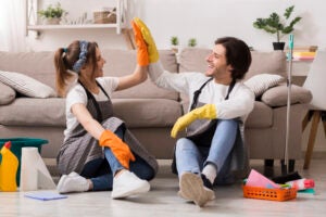 Couple doing house chores