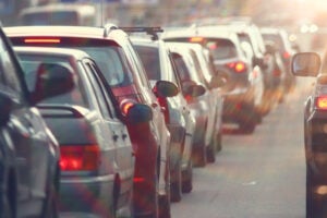 traffic jams in the city, road, rush hour, holiday travel