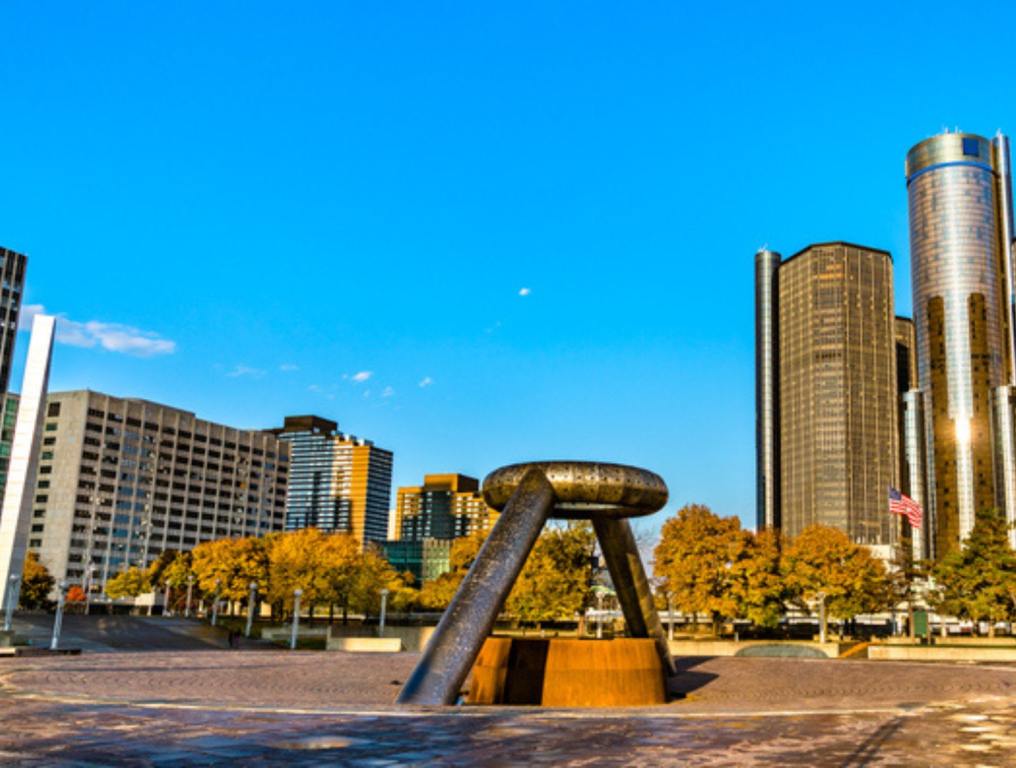 Downtown Detroit from Hart Plaza (City Lawmakers Considering Renaming Detroit's Hart Plaza)