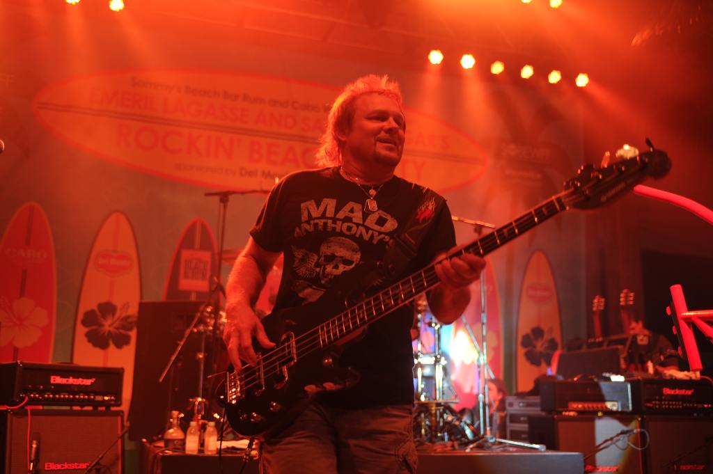 Michael Anthony performs during Sammy's Beach Bar Rum And Cabo Wabo Tequila Present Emeril Lagasse And Sammy Hagar's Rockin' Beach Party Sponsored By Del Monte Fresh Produce during the Food Network South Beach Wine & Food Festival at Beachside at Delano on February 22, 2014 in Miami Beach, Florida. (Photo by Larry Marano/Getty Images for Food Network SoBe Wine & Food Festival)