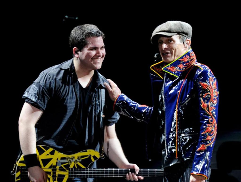 Wolfgang Van Halen and David Lee Roth on stage on the bands final tour before Eddie Van Halen's passing