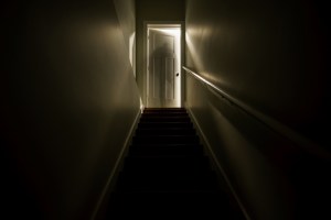 A dark stairwell