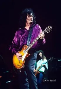 Jimmy Page during Page and Plant World Tour: Palace of Auburn Hills 1995