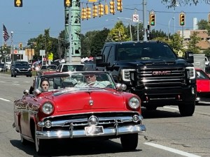 cars on a road: cruising Woodward in Royal Oak