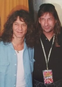 Eddie Van Halen guitar god back stage with screamin scott