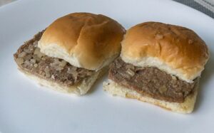 photo of a couple of hamburgers