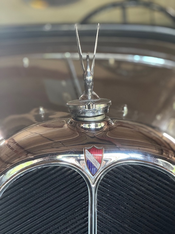 the hood of an Oakland at Pontiac Transportation Museum 